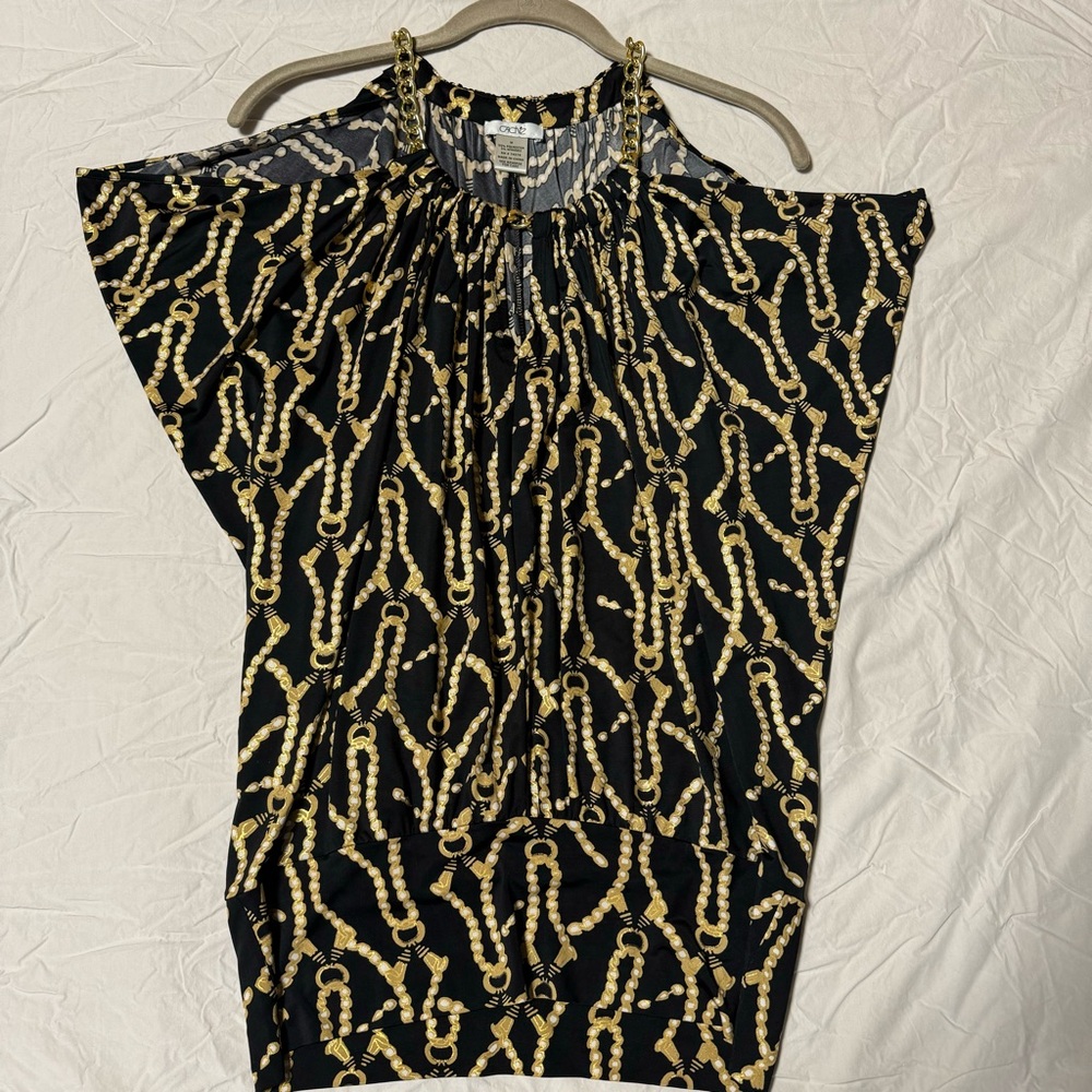 Black with gold chain detailing, size medium